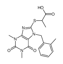 2-[1,3-dimethyl-7-[(2-methylphenyl)methyl]-2,6-dioxopurin-8-yl]sulfanylpropanoic acid结构式