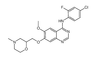 N-(4-chloro-2-fluorophenyl)-7-{[(4-methylmorpholin-2-yl)methyl]oxy}-6-(methyloxy)quinazolin-4-amine Structure