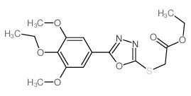 Aceticacid, 2-[[5-(4-ethoxy-3,5-dimethoxyphenyl)-1,3,4-oxadiazol-2-yl]thio]-, ethyl ester structure