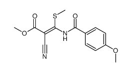 methyl 2-cyano-3-methylthio-3-N-p-methoxybenzoylaminoacrylate结构式