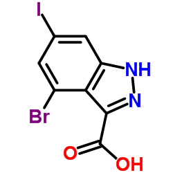 4-BROMO-6-IODO-3-(1H)INDAZOLE CARBOXYLIC ACID结构式