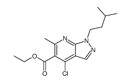 4-Chloro-6-methyl-1-(3-methyl-butyl)-1H-pyrazolo[3,4-b]pyridine-5-carboxylic acid ethyl ester结构式