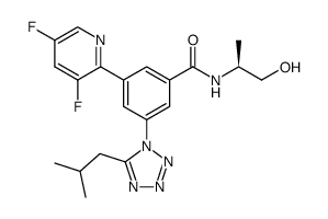 3-(3,5-difluoropyridin-2-yl)-N-((S)-2-hydroxy-1-methylethyl)-5-(5-isobutyltetrazol-1-yl)benzamide结构式