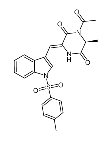 (6S,3Z)-1-acetyl-6-methyl-3-[(1-tosyl-1H-indol-3-yl)methylene]piperazine-2,5-dione结构式