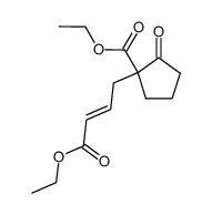 (+/-)-4-(1-ethoxycarbonyl-2-oxo-cyclopentyl)-trans-crotonic acid ethyl ester Structure