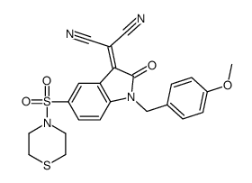 2-[(4-Methoxybenzyl)-2-oxo-5-(thiomorpholinosulfonyl)indolin-3-ylidene]malononitrile picture