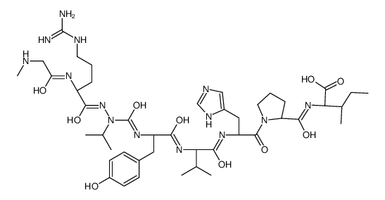 (2S,3S)-2-[[(2S)-1-[(2S)-2-[[(2S)-2-[[(2S)-2-[[[[(2S)-5-(diaminomethylideneamino)-2-[[2-(methylamino)acetyl]amino]pentanoyl]amino]-propan-2-ylcarbamoyl]amino]-3-(4-hydroxyphenyl)propanoyl]amino]-3-methylbutanoyl]amino]-3-(1H-imidazol-5-yl)propanoyl]pyrrol结构式