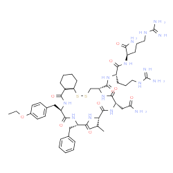 O-Ethyl-N-[[1-mercapto(1)cyclohexyl]acetyl]-D-Tyr-L-Phe-L-Val-L-Asn-D-Cys(1)-L-Arg-D-Arg-NH2结构式