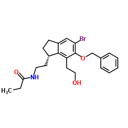 (S)-N-[6-苄氧基-5-溴-7-(2-羟乙基)-2,3-二氢-1H-茚-1-基)亚乙基]丙酰胺结构式