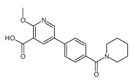 2-methoxy-5-[4-(piperidine-1-carbonyl)phenyl]pyridine-3-carboxylic acid Structure