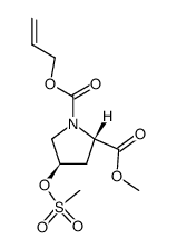 (2S,4R)-1-allyloxycarbonyl-4-methanesulfonyloxy-2-methoxycarbonylpyrrolidine结构式