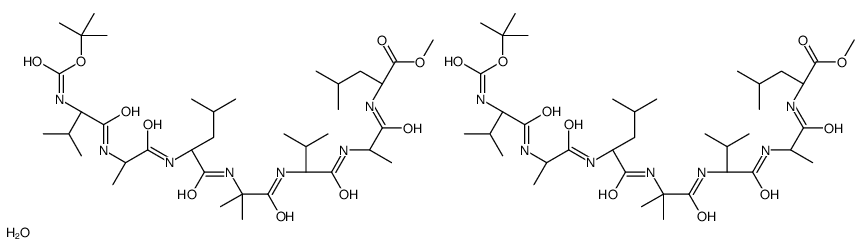 tert-butyloxycarbonyl-valyl-alanyl-leucyl-2-aminoisobutyryl-valyl-alanyl-leucyl methyl ester结构式