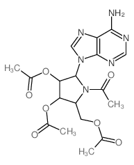 [1-acetyl-3,4-diacetyloxy-5-(6-aminopurin-9-yl)pyrrolidin-2-yl]methyl acetate结构式