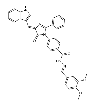 4-(4-((1H-indol-3-yl)methylene)-5-oxo-2-phenyl-4,5-dihydro-1H-imidazol-1-yl)-N'-(3,4-dimethoxybenzylidene)benzohydrazide结构式