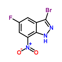 3-Bromo-5-fluoro-7-nitro-1H-indazole结构式