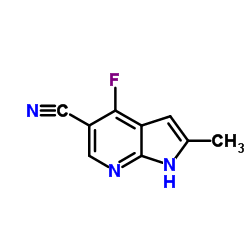 4-Fluoro-2-methyl-1H-pyrrolo[2,3-b]pyridine-5-carbonitrile结构式