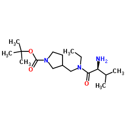 2-Methyl-2-propanyl 3-{[ethyl(L-valyl)amino]methyl}-1-pyrrolidinecarboxylate结构式