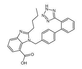 2-butyl-3-[[4-[2-(2H-tetrazol-5-yl)phenyl]phenyl]methyl]benzoimidazole-4-carboxylic acid结构式