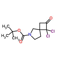 1,1-Dichloro-2-oxo-6-azaspiro[3.4]octane-6-carboxylic acid 1,1-dimethylethyl ester Structure