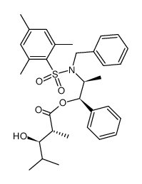 (1R,2S)-2-((N-benzyl-2,4,6-trimethylphenyl)sulfonamido)-1-phenylpropyl (2R,3R)-3-hydroxy-2,4-dimethylpentanoate Structure