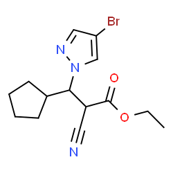 ethyl 3-(4-bromo-1H-pyrazol-1-yl)-2-cyano-3-cyclopentylpropanoate structure