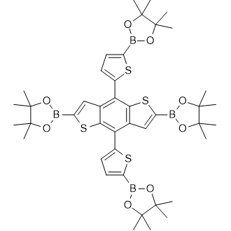 2,2'-(5,5'-(2,6-双(4,4,5,5-四甲基-1,3,2-二氧杂硼烷-2-基)苯并[1,2-b:4,5-b']二噻吩-4,8-二基)双(噻吩-5,2-二基))双(4,14,5,15-四甲基-1,3,2-二氧杂硼酸盐)结构式