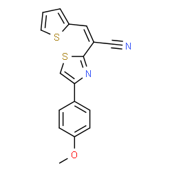 (Z)-2-(4-(4-methoxyphenyl)thiazol-2-yl)-3-(thiophen-2-yl)acrylonitrile structure
