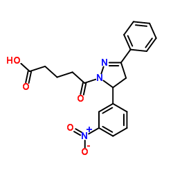 5-[5-(3-Nitrophenyl)-3-phenyl-4,5-dihydro-1H-pyrazol-1-yl]-5-oxopentanoic acid structure