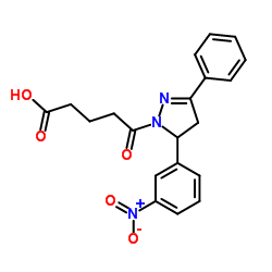 5-[5-(3-Nitrophenyl)-3-phenyl-4,5-dihydro-1H-pyrazol-1-yl]-5-oxopentanoic acid Structure