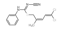 (5,5-dichloro-2-methylpenta-2,4-dienyl) N-cyano-N'-phenylcarbamimidothioate结构式