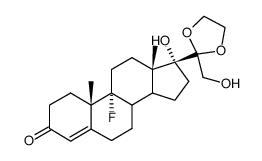 20,20-Ethylendioxy-9α-fluor-17α,21-dihydroxy-4-pregnen-3,20-dion Structure