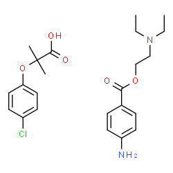 4-aminobenzoyloxyethyldiethylammonium 2-(4-chlorophenoxy)-2-methylpropionate structure