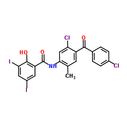 N-[5-Chloro-4-(4-chlorobenzoyl)-2-Methylphenyl]-2-hydroxy-3,5-diiodo-benzamide结构式