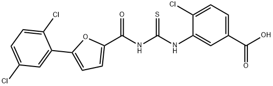 4-chloro-3-[[[[[5-(2,5-dichlorophenyl)-2-furanyl]carbonyl]amino]thioxomethyl]amino]-benzoic acid structure