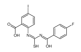 2-[[[(4-FLUOROBENZOYL)AMINO]THIOXOMETHYL]AMINO]-5-IODO-BENZOIC ACID structure