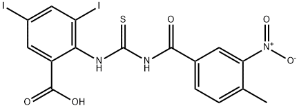 3,5-diiodo-2-[[[(4-methyl-3-nitrobenzoyl)amino]thioxomethyl]amino]-benzoic acid结构式