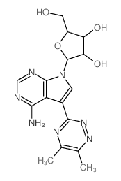 2-[5-amino-7-(5,6-dimethyl-1,2,4-triazin-3-yl)-2,4,9-triazabicyclo[4.3.0]nona-1,3,5,7-tetraen-9-yl]-5-(hydroxymethyl)oxolane-3,4-diol structure