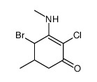 4-bromo-2-chloro-5-methyl-3-(methylamino)cyclohex-2-en-1-one结构式