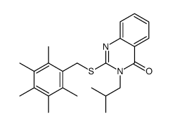 3-(2-methylpropyl)-2-[(2,3,4,5,6-pentamethylphenyl)methylsulfanyl]quinazolin-4-one结构式