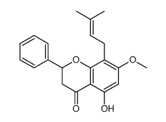 5-hydroxy-7-methoxy-8-(3-methylbut-2-enyl)-2-phenyl-2,3-dihydrochromen-4-one结构式