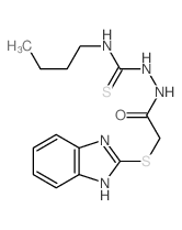 1-[[2-(1H-benzoimidazol-2-ylsulfanyl)acetyl]amino]-3-butyl-thiourea structure