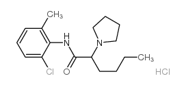 N-(2-chloro-6-methyl-phenyl)-2-pyrrolidin-1-yl-hexanamide hydrochlorid e structure