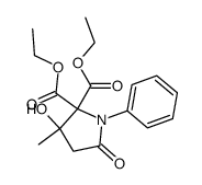 3-Hydroxy-3-methyl-5-oxo-1-phenyl-pyrrolidine-2,2-dicarboxylic acid diethyl ester结构式