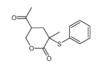 5-acetyl-3-methyl-3-phenylsulfanyloxan-2-one结构式