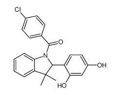 (4-Chloro-phenyl)-[2-(2,4-dihydroxy-phenyl)-3,3-dimethyl-2,3-dihydro-indol-1-yl]-methanone结构式