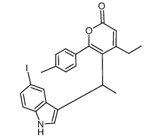 4-ethyl-5-(1-(5-iodo-1H-indol-3-yl)ethyl)-6-p-tolyl-2H-pyran-2-one Structure