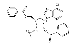 (1Ξ)-3-acetylamino-O,O'-dibenzoyl-1-(6-chloro-purin-9-yl)-D-1,4-anhydro-3-deoxy-ribitol Structure