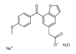 Sodium 7-(p-(methylthio)benzoyl)-5-benzofuranacetate, hydrate structure