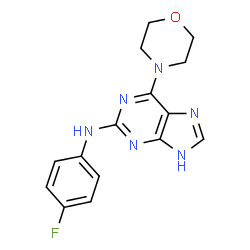 N-(4-氟苯基)-6-吗啉代-9H-嘌呤-2-胺结构式