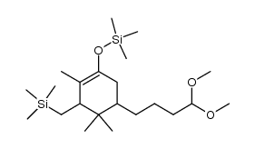 ((5-(4,4-dimethoxybutyl)-2,4,4-trimethyl-3-((trimethylsilyl)methyl)cyclohex-1-en-1-yl)oxy)trimethylsilane结构式